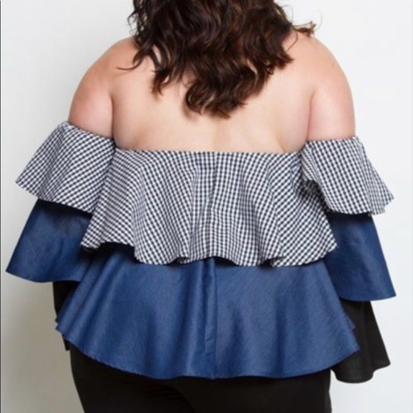 Denim Layered Ruffle Top - Picture 2 of 2